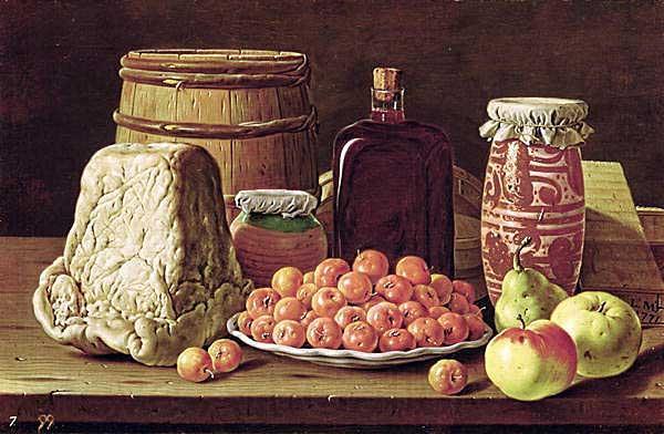 Luis Eugenio Melendez Still Life with Fruit and Cheese